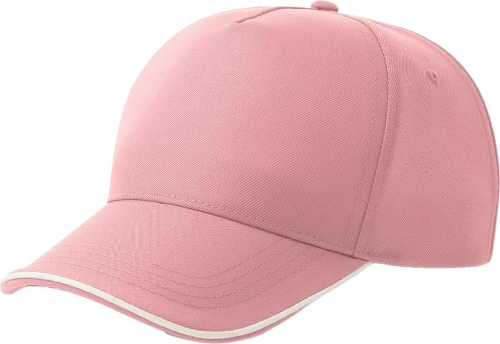 Atlantis Headwear - "Recy Five Piping" Baseball-Mütze für Herren/Damen Uni, Strukturiert, recyceltes Material AB742 (Einheitsgröße) (Pink/Weiß)