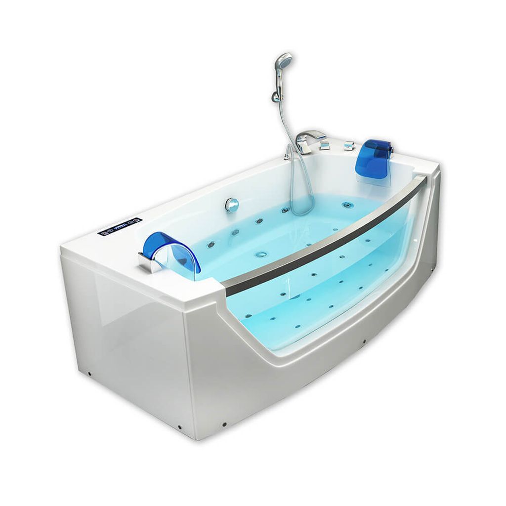 HOME DELUXE - Whirlpool Badewanne - ATLANTIC M - Maße: 175 x 85 x 60 cm - inkl. Heizung, Massagefunktion und kompl. Zubehör I Wanne für 2 Person...