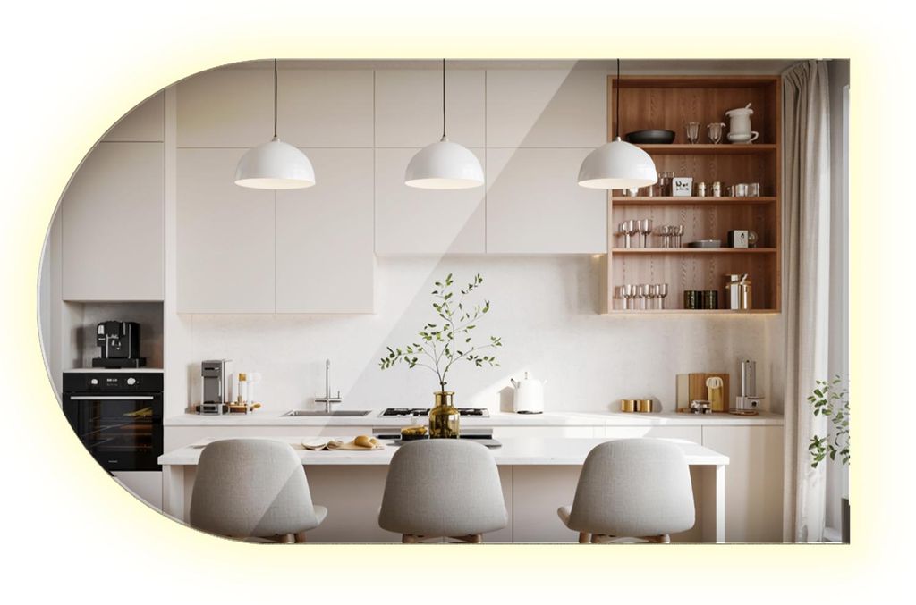 Wandspiegel LED Modern Bogenförmiger Spiegel - 45x80 cm - LED- Farbe Neutral (4000K)