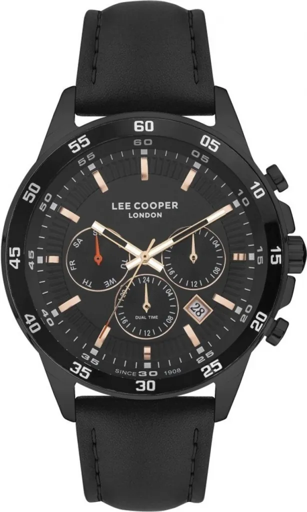 Montre analogique pour homme en métal noir Lee Cooper, style urbain chic
