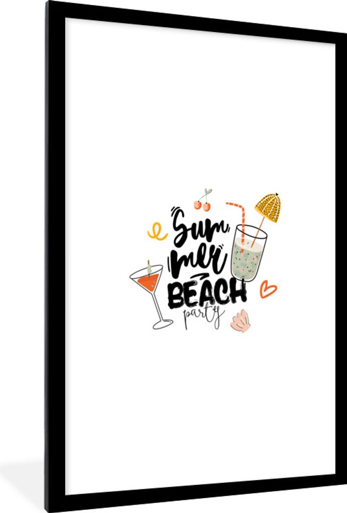 MuchoWow Gerahmtes Poster Cocktail - Kirsche - Sommer 60x90 cm - Poster mit Schwarzem Bilderrahmen Wandposter Rahmen Foto Bilder - Dekoration - W...
