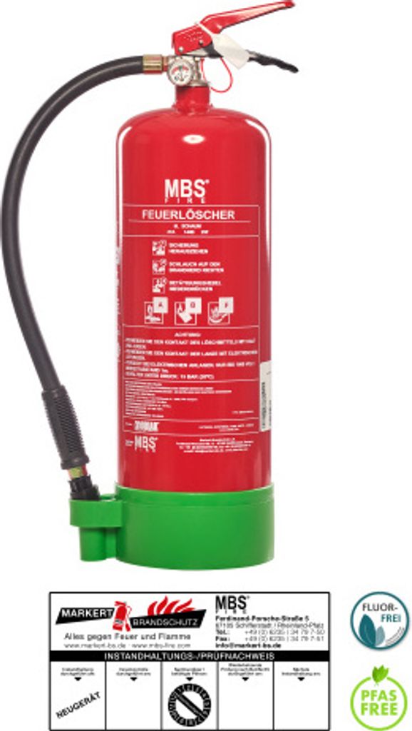 6 Liter Fluorfreie Schaum-Feuerlöscher für Fettbrände u. Gastronomie