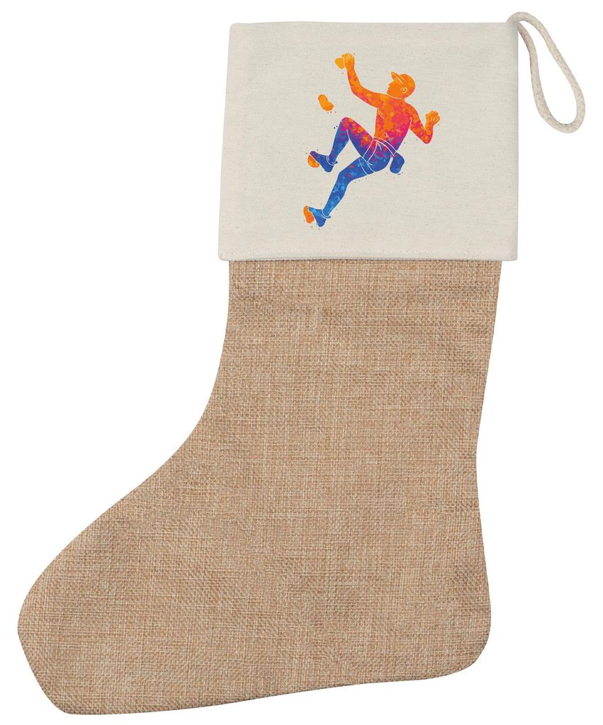 Huuraa Weihnachtsstrumpf Bouldern Klettern Beige Jute Kaminstrumpf Geschenkidee