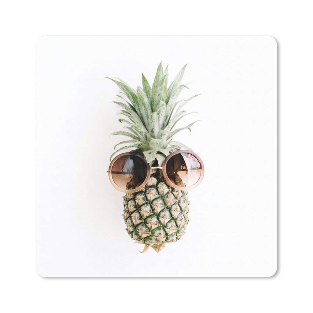 MuchoWow Mauspad Mousepad Sonnenbrille - Ananas - Tropisch 20x20 cm - Mousepads - Maus Mat - Pad - Mausunterlage - Desk Mat - Bureauartikeln