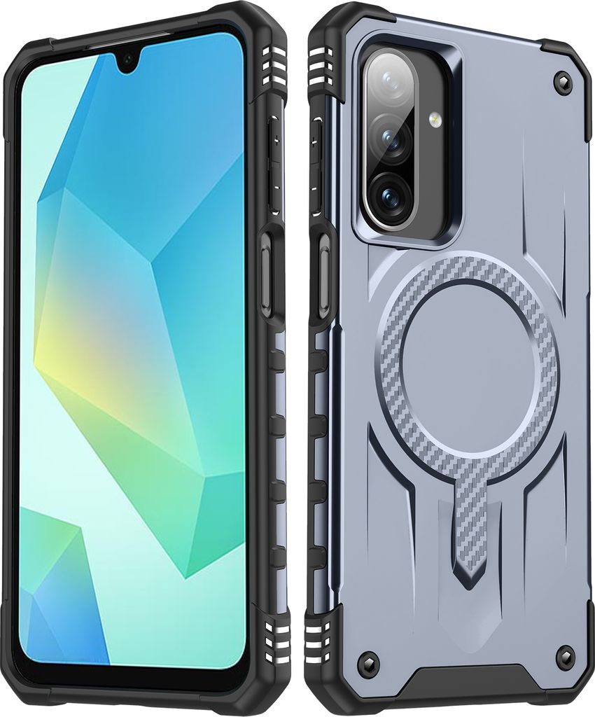 Magnetisch Hülle für Samsung Galaxy A36 / A56, Dual Layer PC TPU Stoßfest Handyhülle Grau