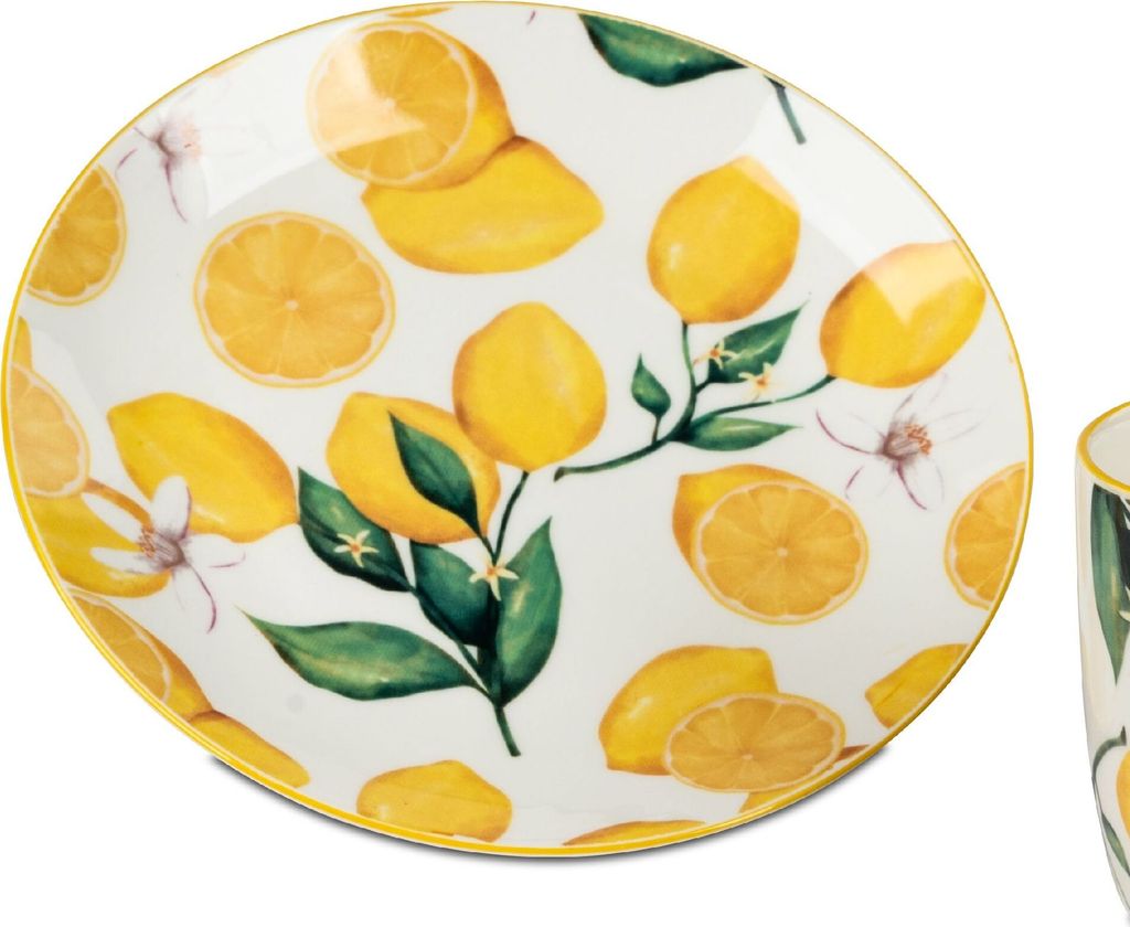Frühstücksteller Fresh Lemon Zitronen D. 20.5cm weiß gelb Porzellan Formano S25