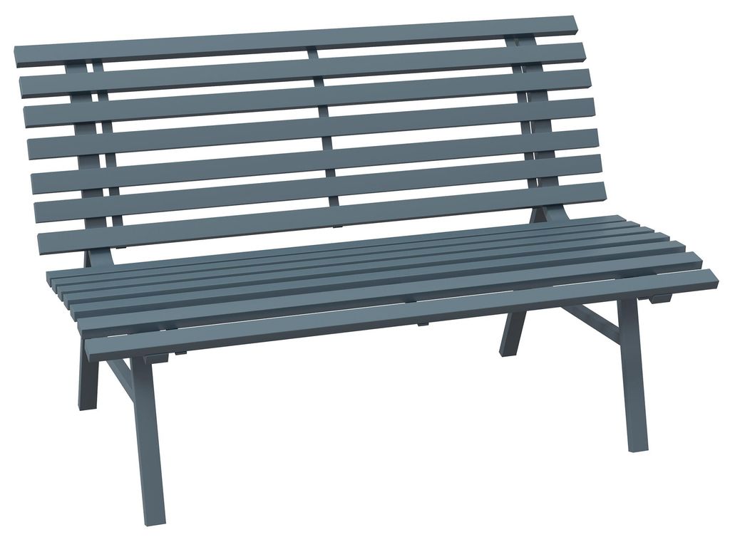 Gartenbank Sitzbank Parkbank – Lattendesign, wetterbeständig, Aluminium, 123 x 67 x 79 cm, Blau
