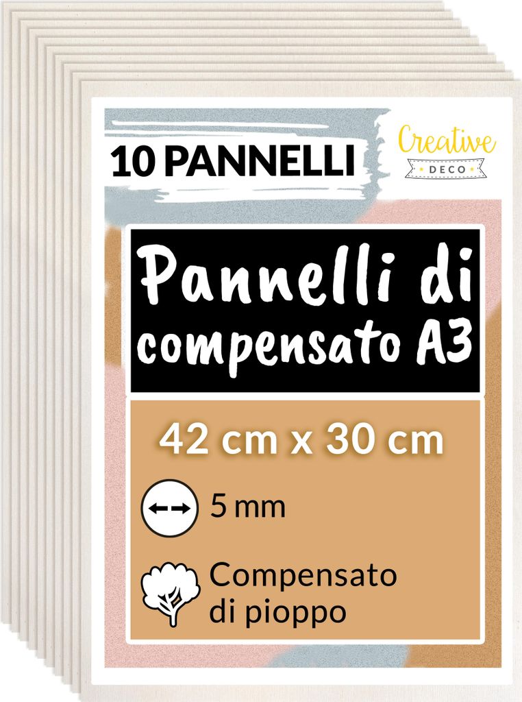 Creative Deco 10 x A3 Pannelli in Legno Compensato | 5mm / Immagine del prodotto 