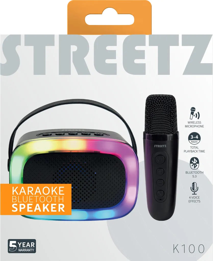 Haut-parleur Karaoké K100 Noir pour Soirée en Famille avec Microphone