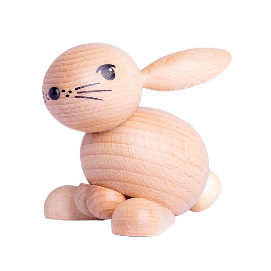 Drechslerei Kuhnert - Dekofigur aus Holz - Hase - Hansi Hell - Größe ca. 7cm - handgearbeitete Figur für Regal, Tisch und mehr - zeitlos und nac...