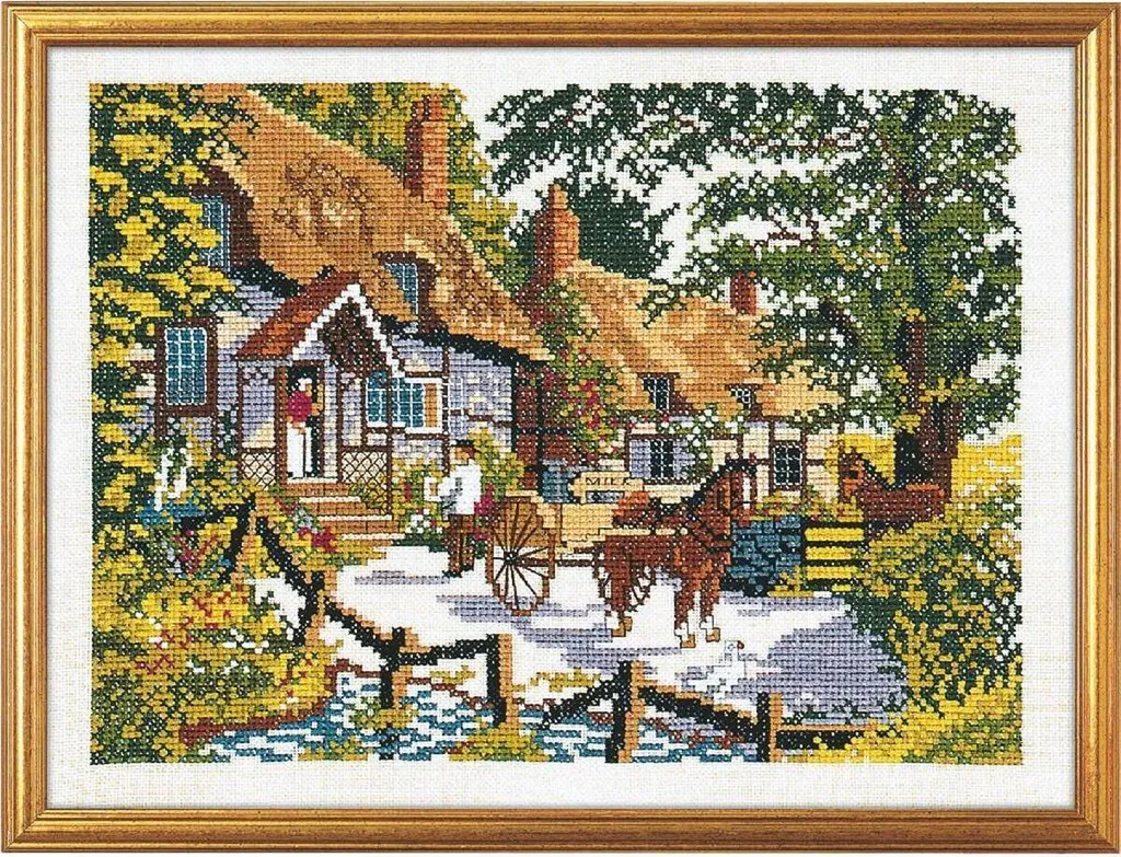 Kit point de croix complet pour réussir votre broderie Maison anglaise