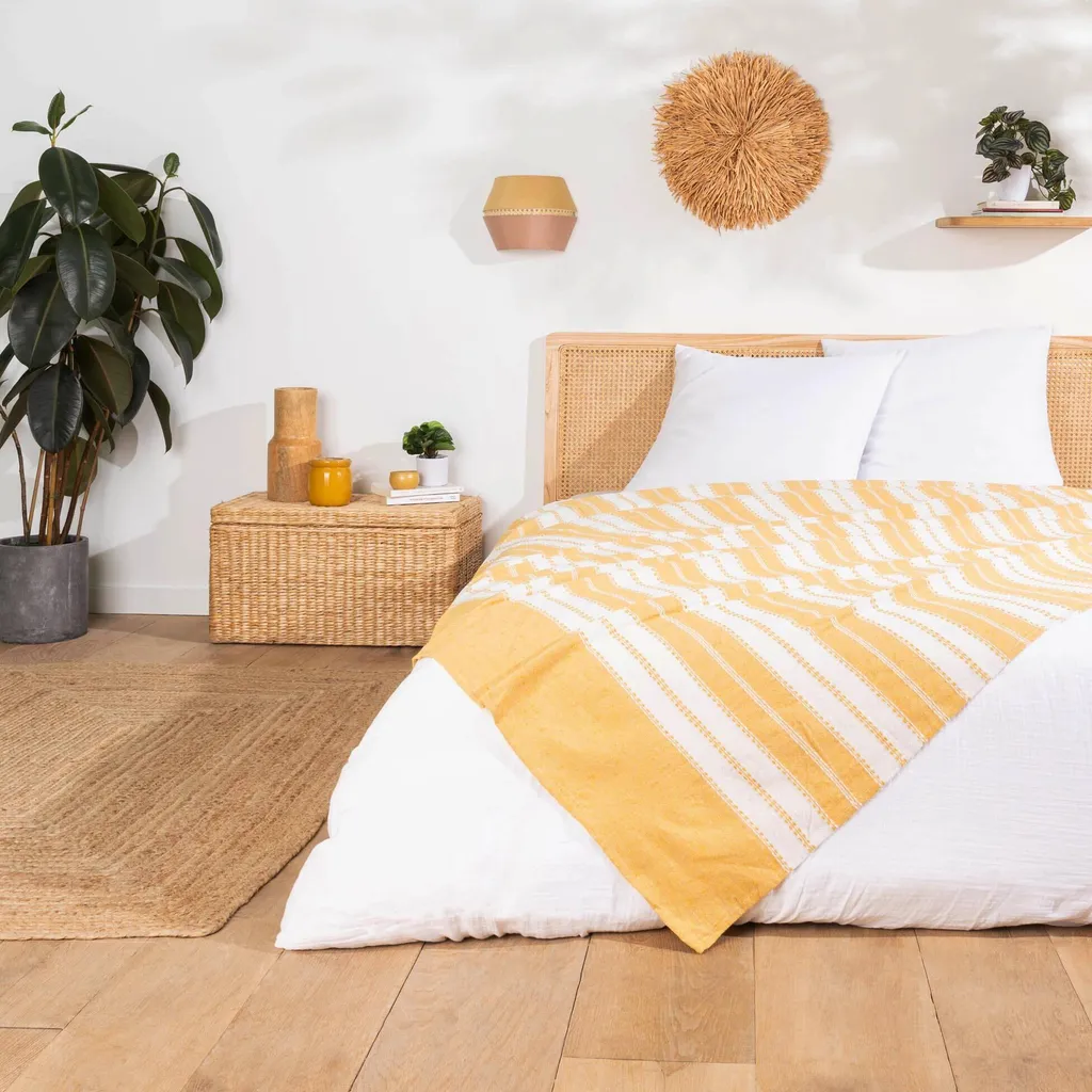 Couvre-lit 180x220 cm tissé main ABBY pour réchauffer votre linge de lit