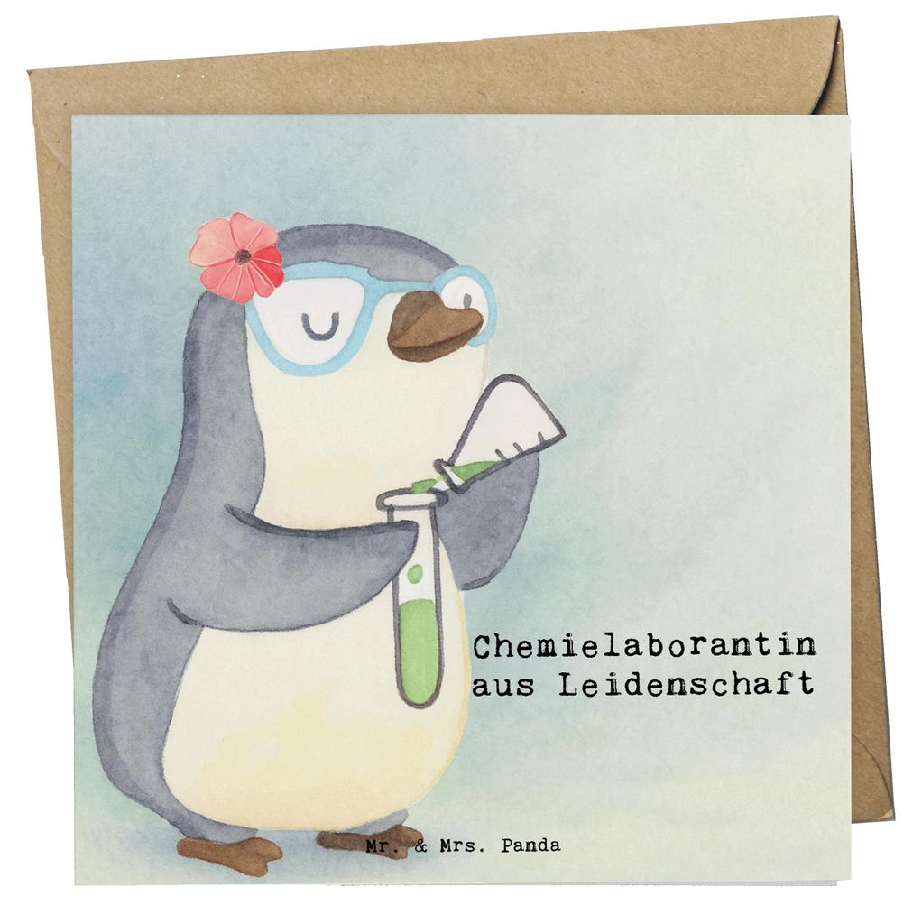 Mr. & Mrs. Panda Klappkarte Chemielaborantin Leidenschaft Design - Weiß - Geschenk, Spruch, anlasskarte, Schenken, faltkarte, doppelkarte, Glückw...