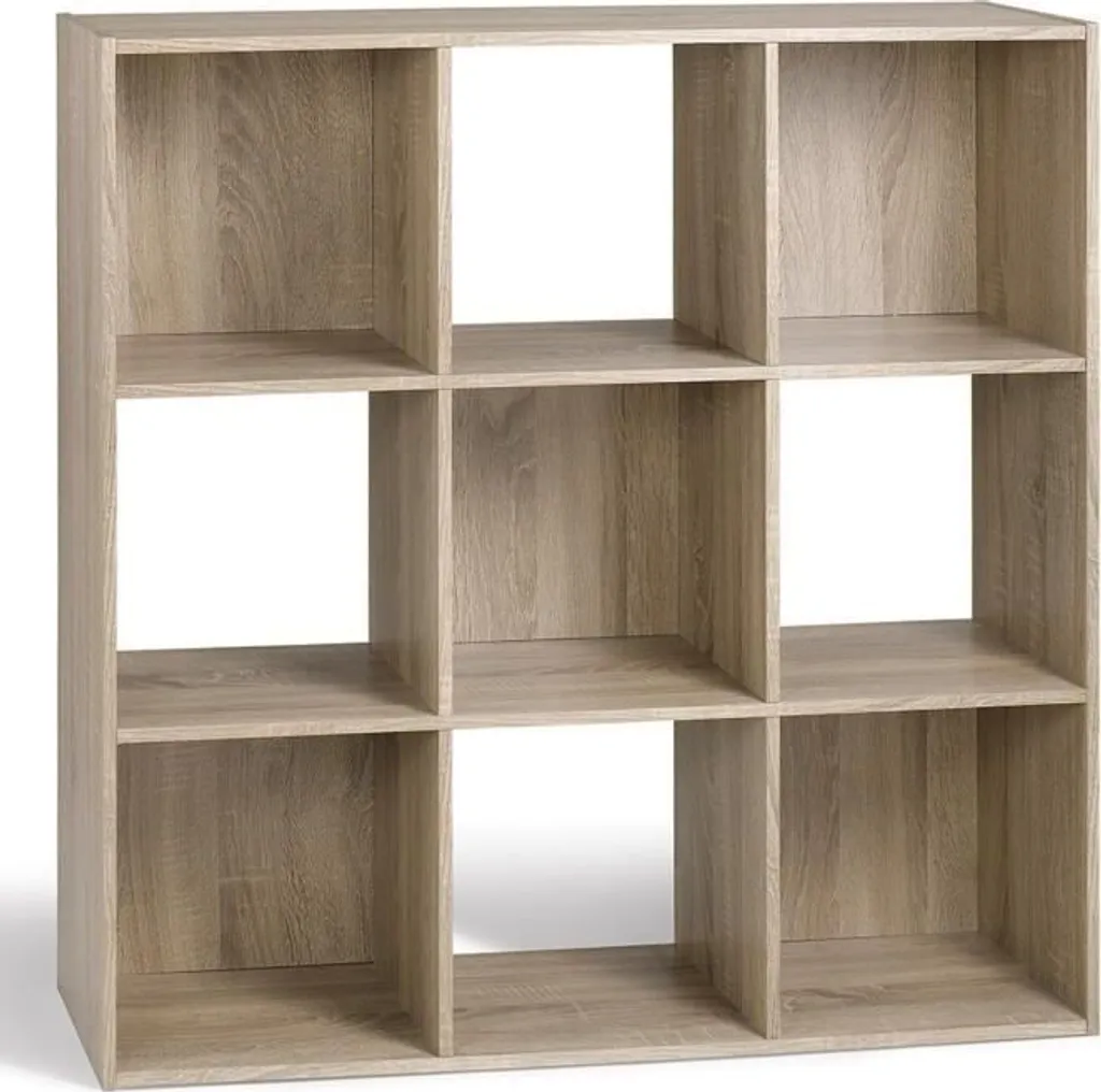 Étagère 9 cases structure robuste 104cm design scandinave bois clair - 9