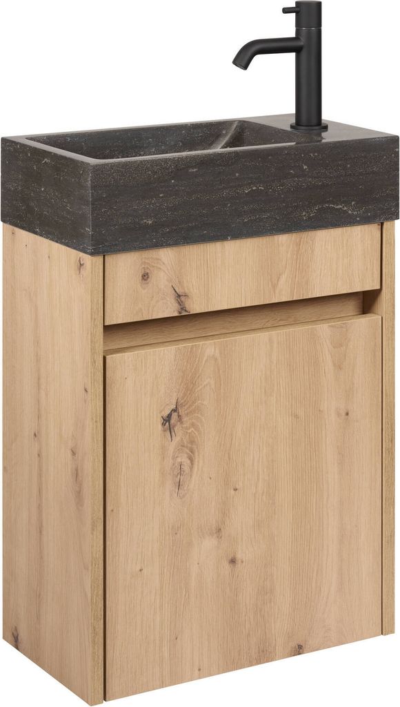 Saqu Florence Gäste WC Waschbecken mit Unterschrank 40,5x22x55 cm - Eiche -