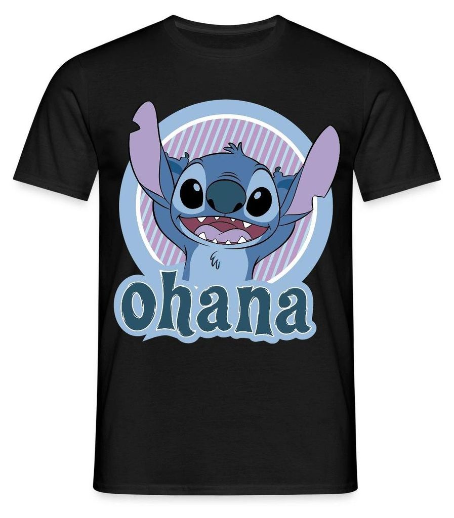 Lilo & Stitch Ohana Männer T-Shirt, L, Schwarz