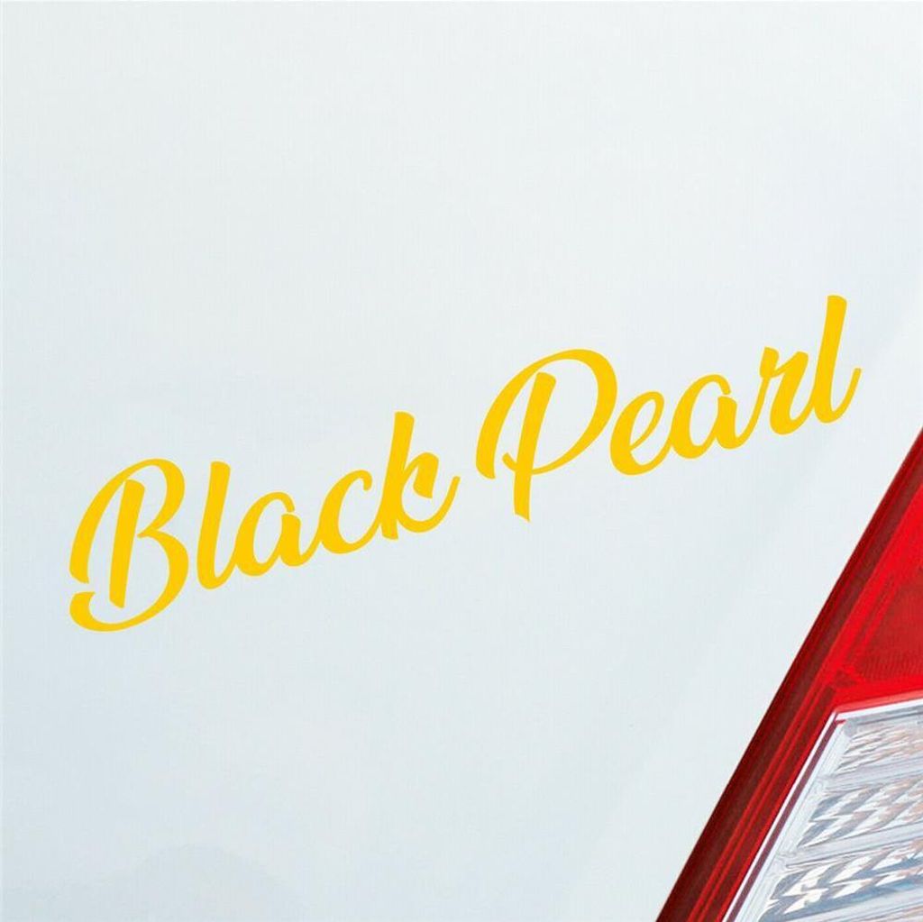 Auto Aufkleber Black Pearl Zubehör passend für Karibik Piraten 19x4 cm Gelb Sticker Heckscheibenaufkleber