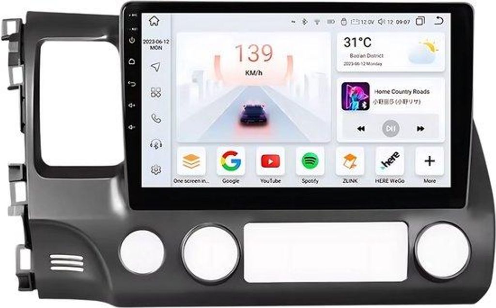 Autoradio mit Bluetooth und CarPlay für Honda Civic (2006–2011), kompatibel mit Apple und Android, Stereoanlage, Navigationssystem, 4 GB RAM, 32...