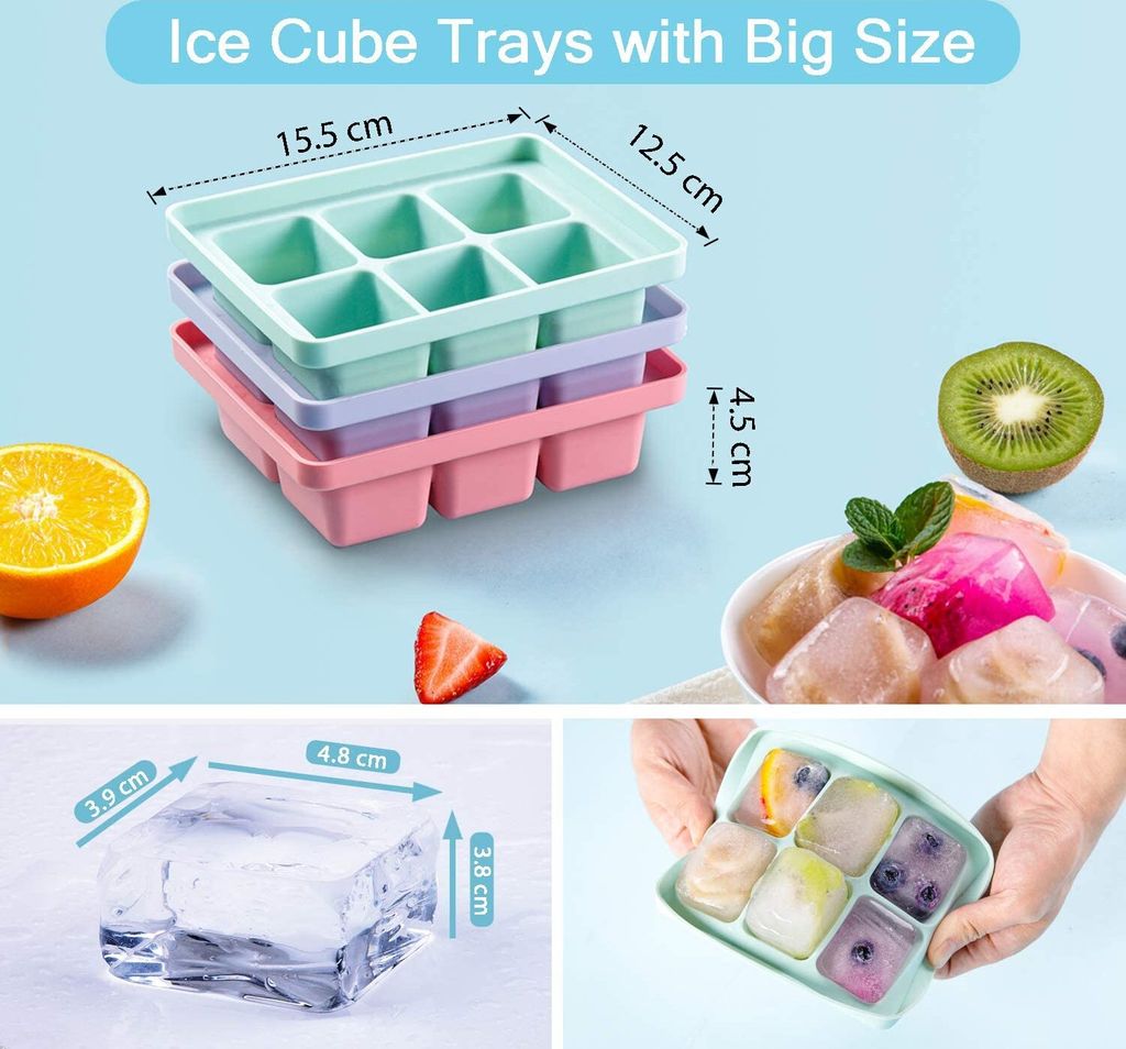 3 Stück Eiswürfelform, Silikon Eiswürfelbehälter XL Mit Produktbild 3