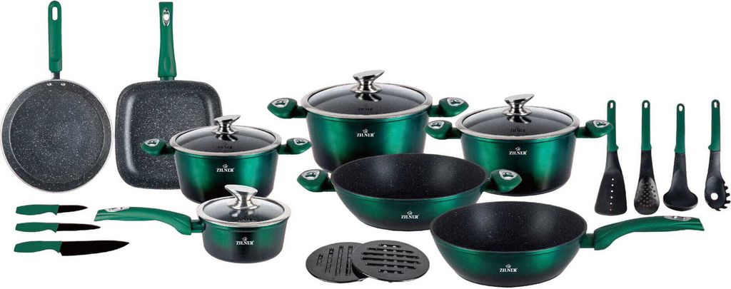 ZILNER 21dílná mramorovaná sada nádobí Emerald Noir Zl-8542 Obrázek produktu 