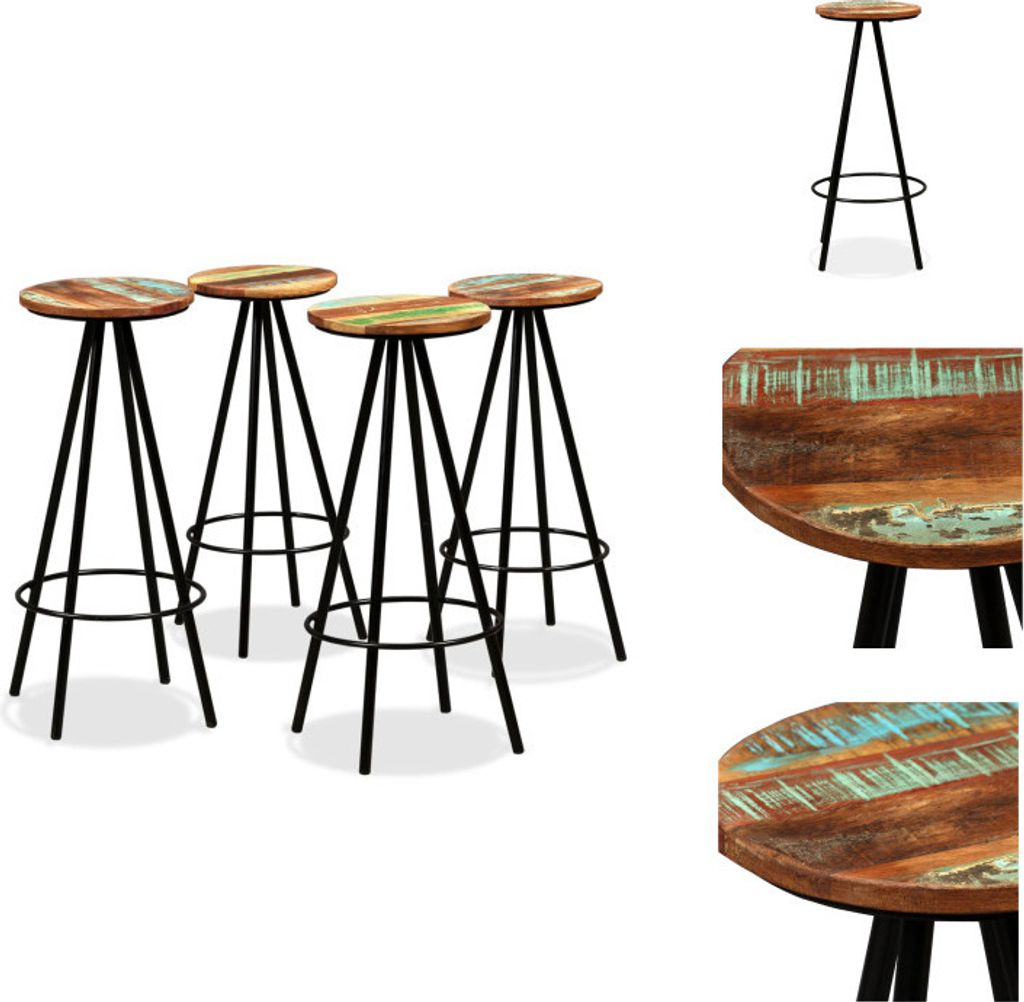 vidaXL Barhocker 4 Stk. Massives Altholz - Barhocker