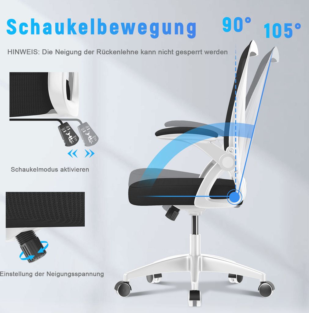 AtHope Sedia Ufficio Ergonomica In Rete Con Supporto Lombare 3D E Poggiatesta - Nero, Portata 136 Kg
