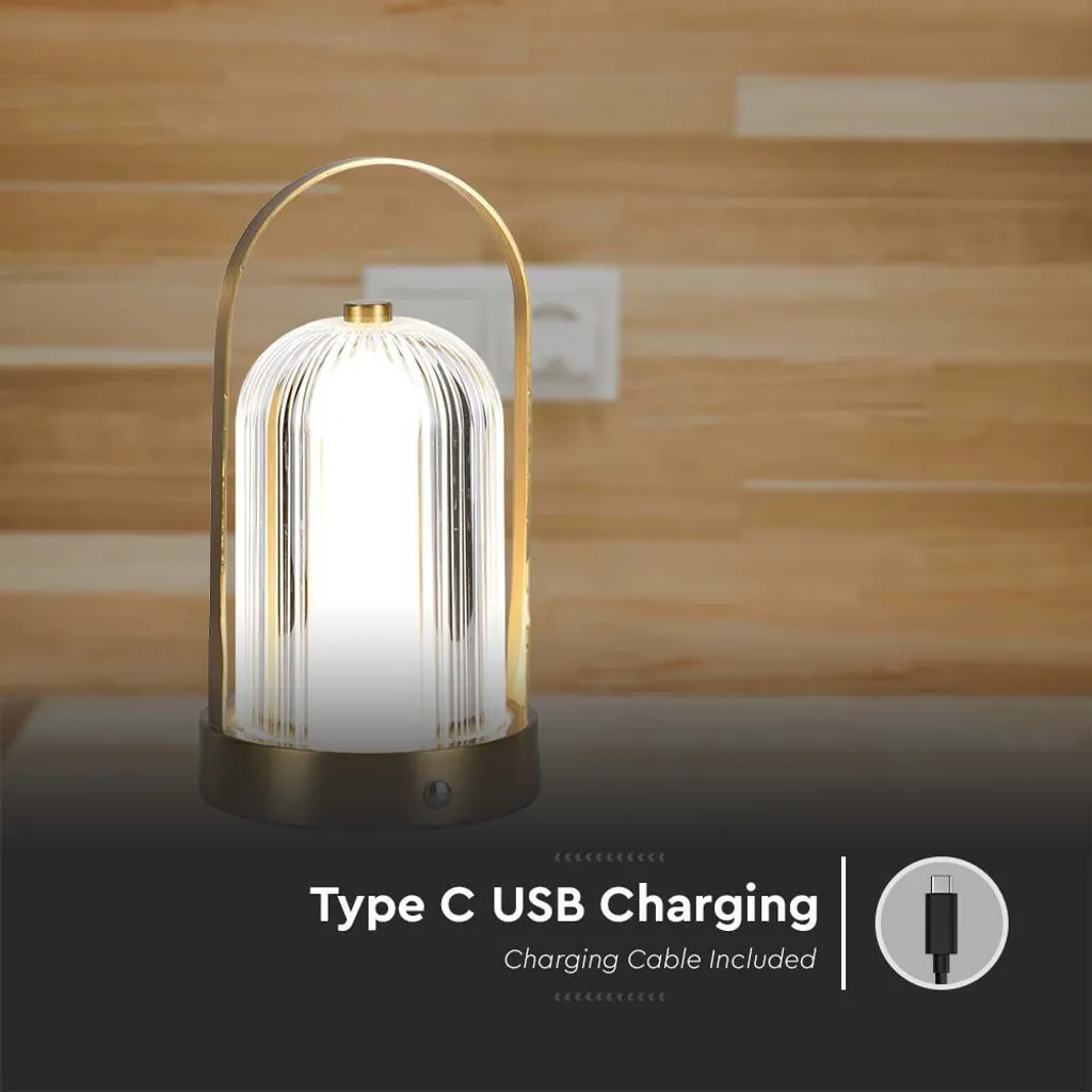 LED Solution Gold Lampe de table rechargeable 225mm 1W - Modèle 7989 - 8