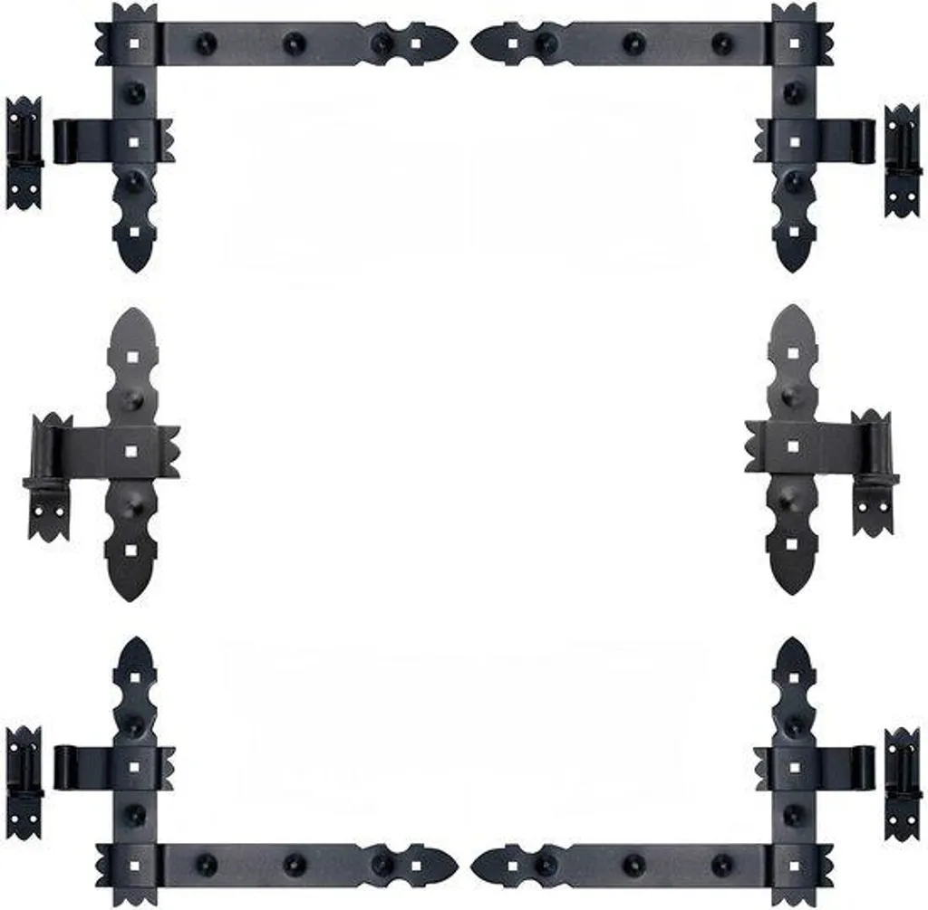 Kit charnières de porte en acier moulé noir 300x300mm avec renforts
