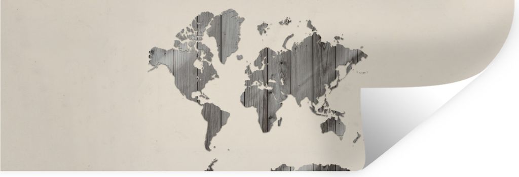 MuchoWow Wandtattoo Wandsticker Wandaufkleber Weltkarte - Holz - Grau 120x40 cm Selbstklebend und Repositionierbar - Repositionierbar - Wasser ab...