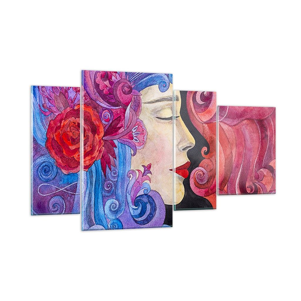 Bilder auf glas - Frau Abstraktion - 120x70cm - Glasbilder - Wandbilder - Kunstdruck - zum Aufhängen bereit - Wanddekoration aus Glas - Glas Bilde...