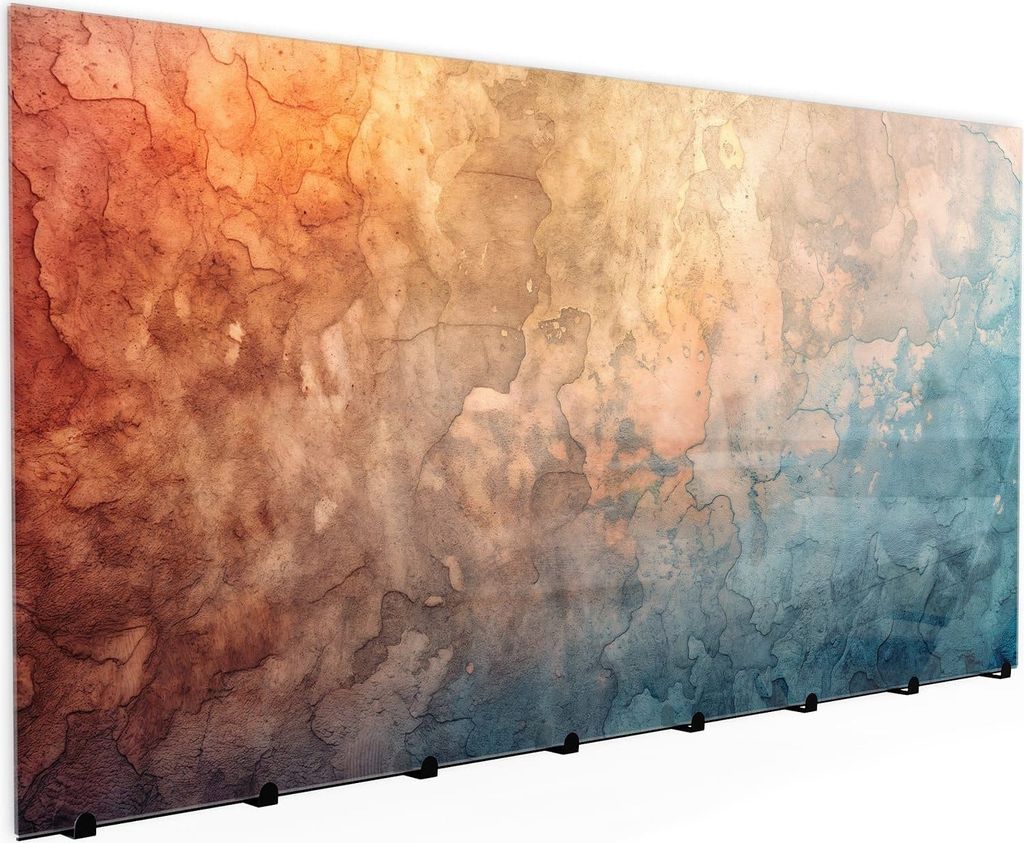 Wandgarderobe mit Magnetwand & Memoboard aus Glas Aquarellkunst