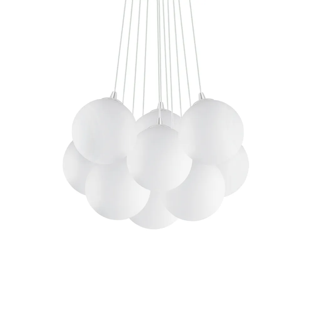 Suspension MAPA BIANCO blanche 11 feux idéale pour salon et séjour