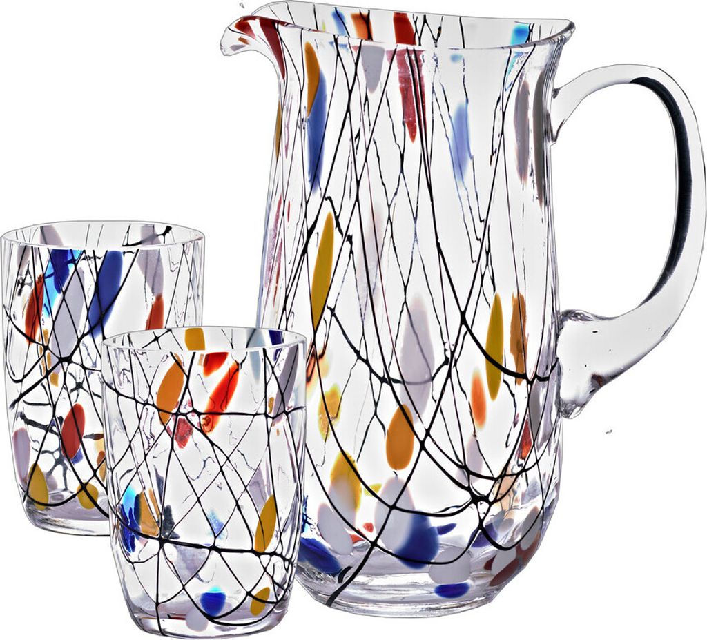 Glaskrug (1,5 Liter) inkl. 2 Trinkgläser (250ml) Maria