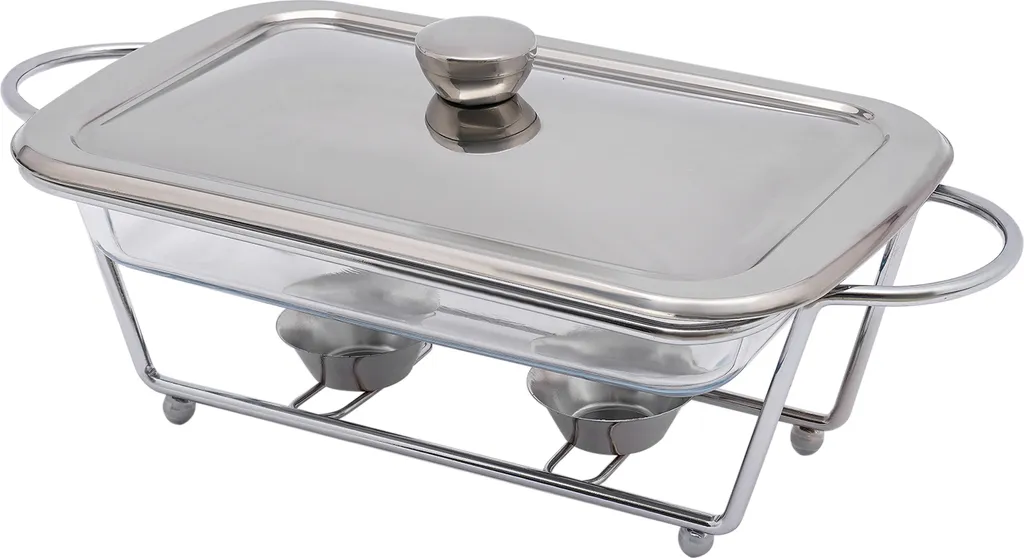 Gardez vos Plats au Chaud avec ce Chafing Dish 2L Inox et Verre Argenté