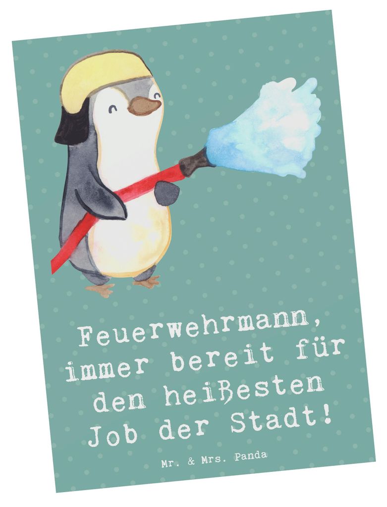Mr. & Mrs. Panda Postkarte Feuerwehrmann Held - Meeresbrise - Geschenk, handgefertigte Geschenke, mit Herz, Respekt, Stadt, des Alltags, Postkarten...
