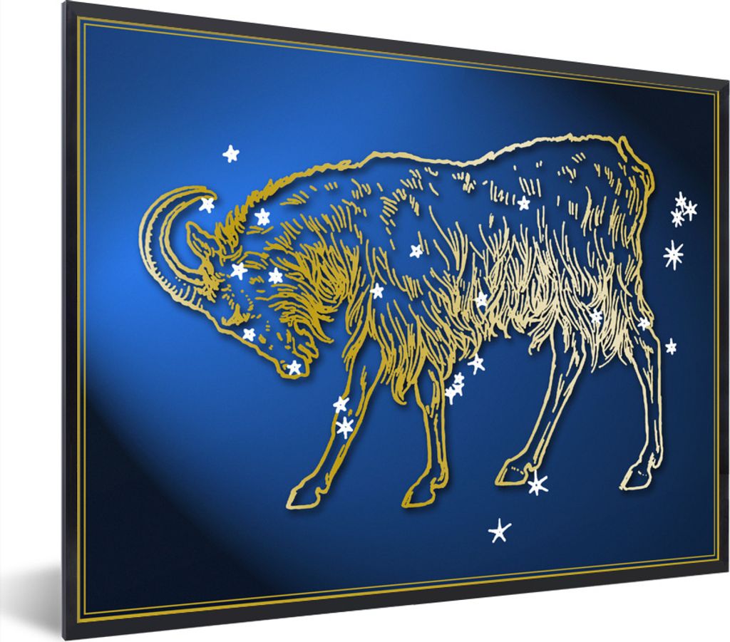 MuchoWow Gerahmtes Poster Sternbild - Steinbock - Sterne 40x30 cm - Poster mit Schwarzem Bilderrahmen Wandposter Rahmen Foto Bilder - Kunstposter...