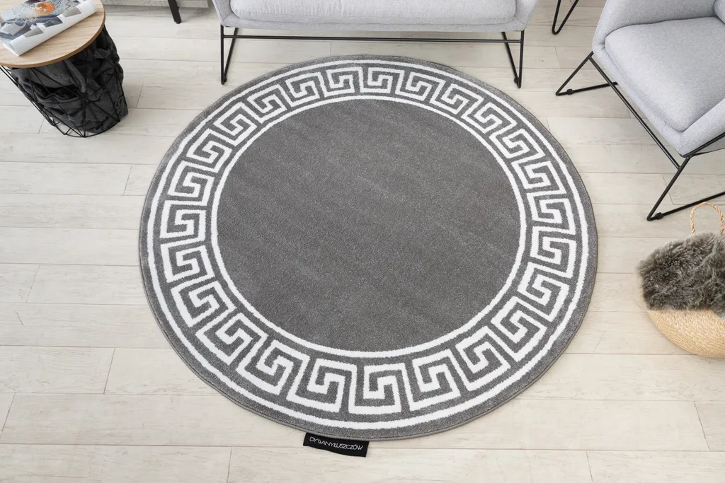 Tapis gris à motifs cercles HAMPTON 120 cm - Texture douce et durable