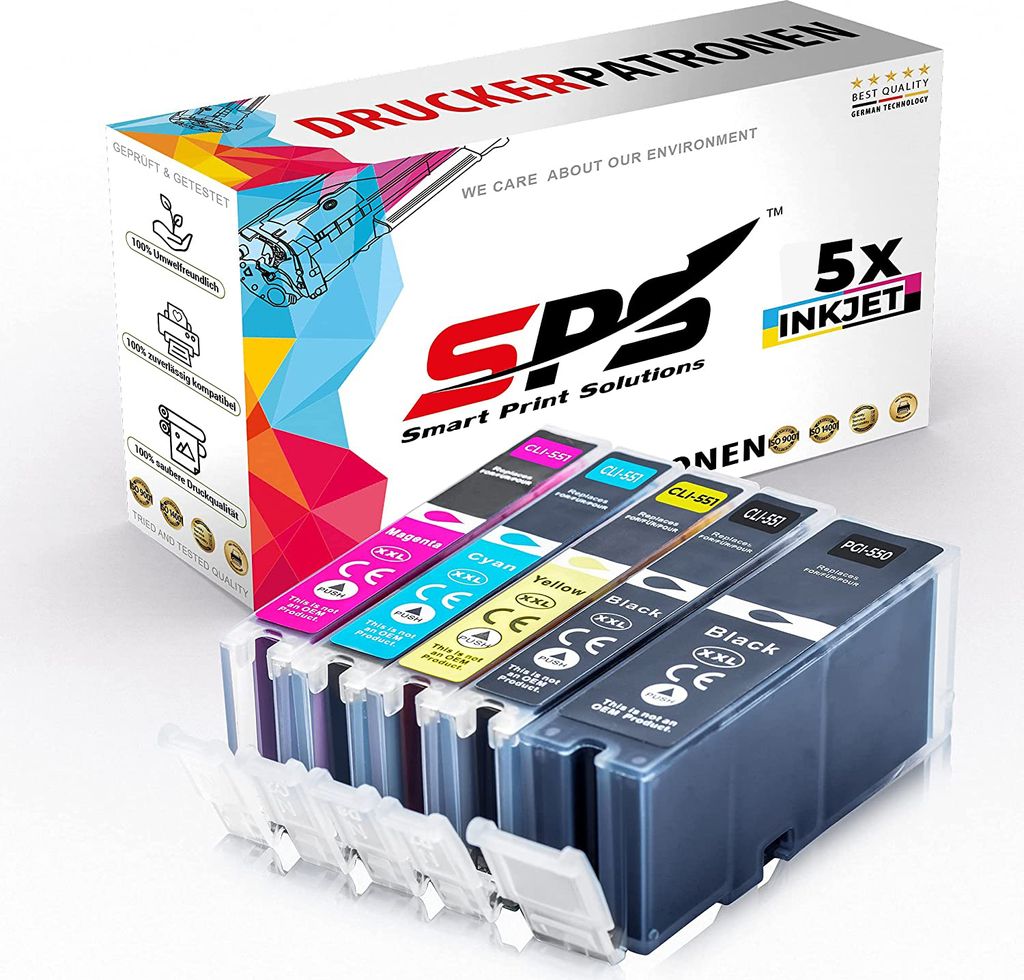 5er Multipack Set kompatibel für Canon Pixma IP8750 (8746B006) Druckerpatronen PGI-550 CLI-551 XL