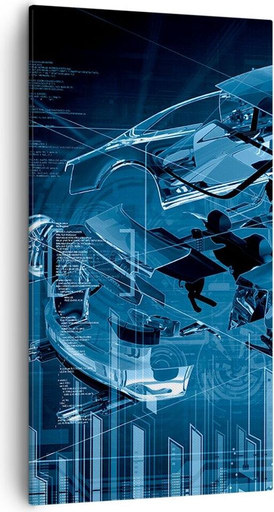 Bild auf Leinwand - Leinwandbild - Auto Design Illustration - 55x100cm - Wand Bild - Wanddeko - Leinwanddruck - Bilder - Kunstdruck - Wanddekoratio...
