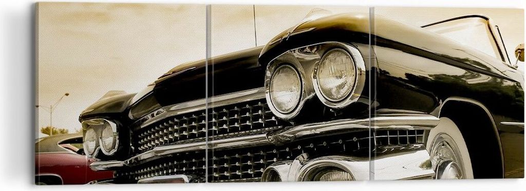 Bild auf Leinwand - Leinwandbild - Auto Chrom Rad - 120x40cm - Wand Bild - Wanddeko - Wandbilder - Leinwanddruck - Bilder - Kunstdruck - Wanddekora...
