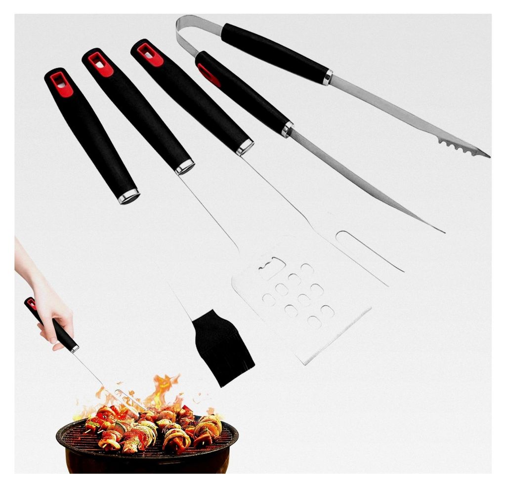 Grillzubehör Set - Aus Edelstahl und vielseitig einsetzbar, Grillzangen und Barbecue-Werkzeuge sowie Zubehör - Für Garten, Camping, Picknick, K...