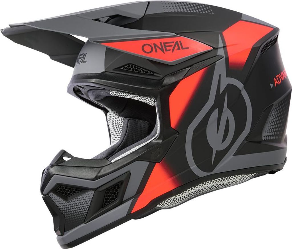 O'NEAL Motocross Helm 3SRS Vision , Schwarz Rot Grau, XS