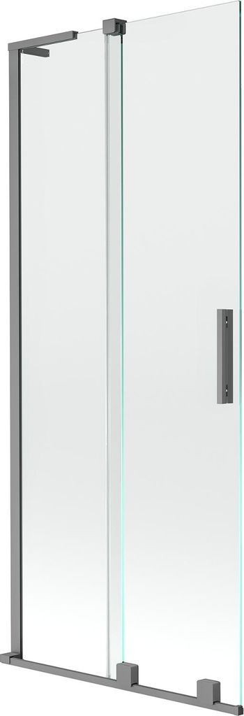 Mexen Velar L Badewannenfaltwand, 2-teilig, schiebbar, 85 x 150 cm, transparent, Gun Metal - 896-085-003-01-95