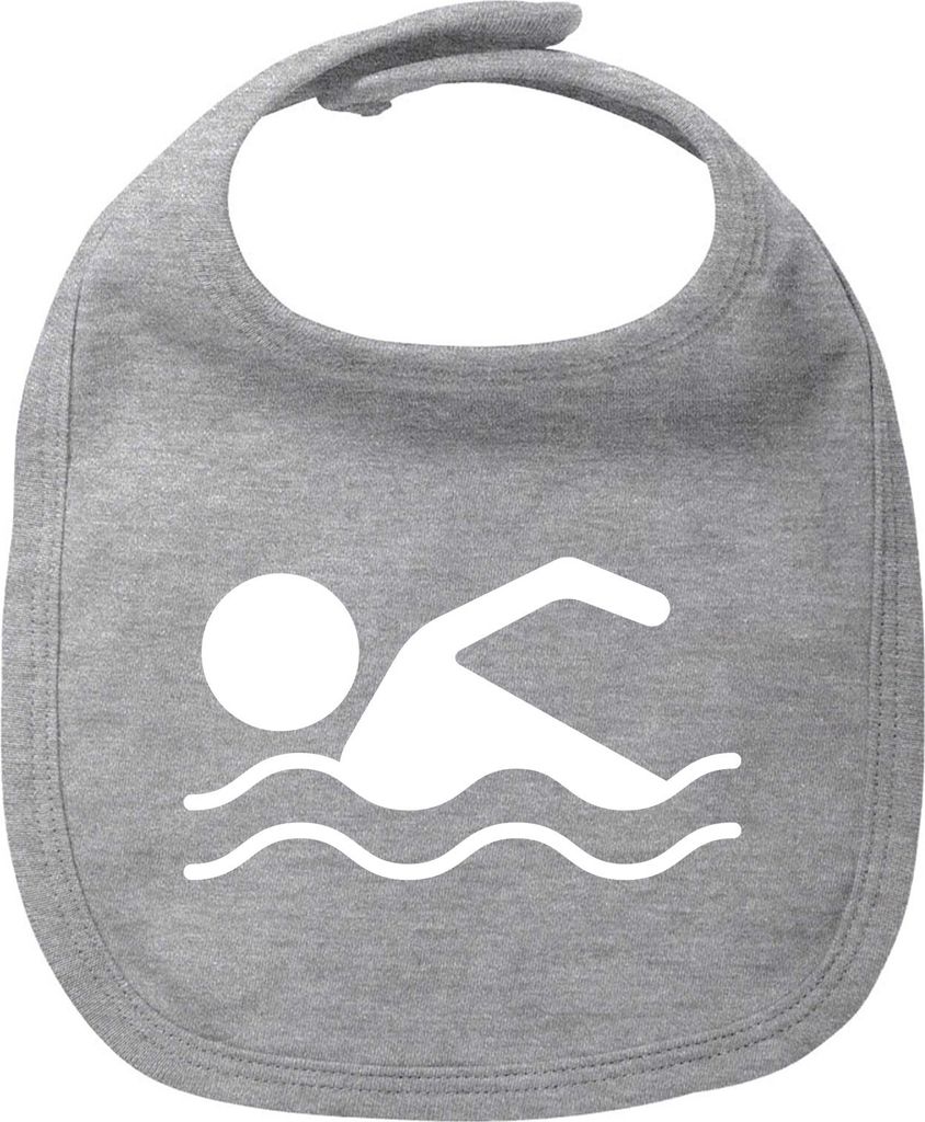 Huuraa Baby Lätzchen Schwimmen Silhouette Heather Grey Klettverschluss Baumwolle Latz Geschenkidee