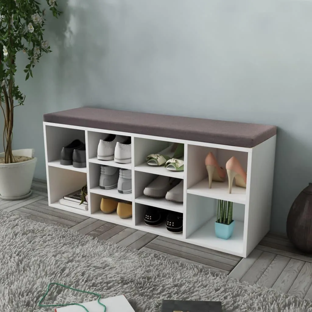 Fini le Désordre : Banc à Chaussures 10 Compartiments Blanc pour Entrée