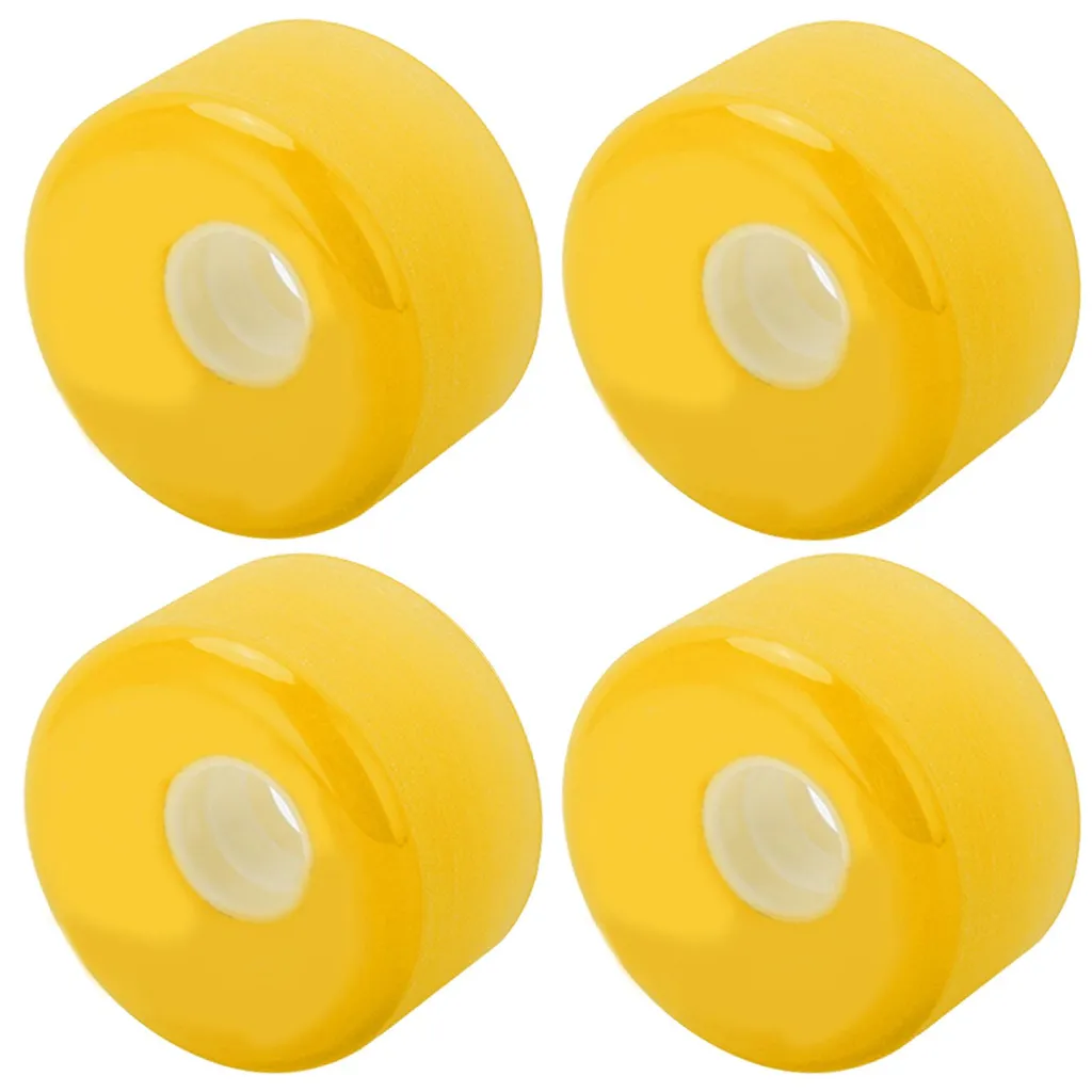 Roues Longboard 70mm 80A Jaunes contre les Vibrations - Kit de 4 Roues