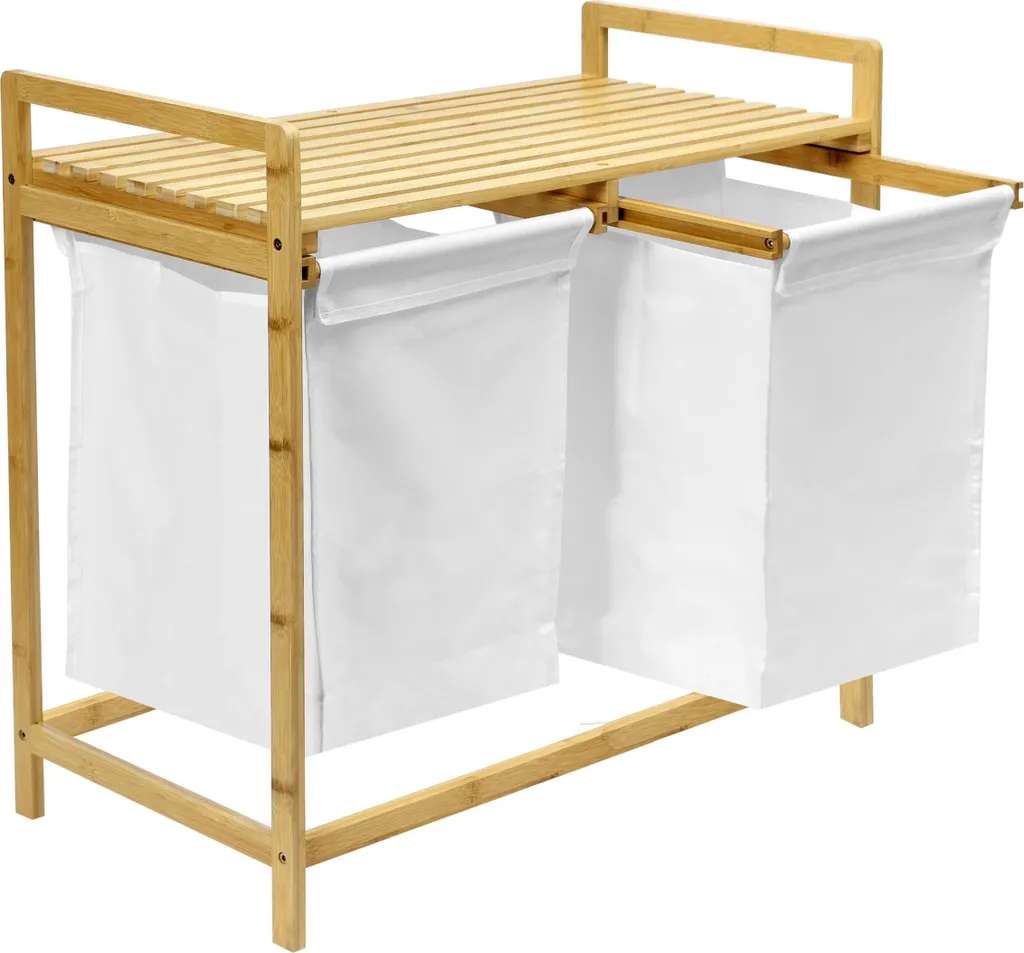 Corbeille à linge HANOI double compartiment bambou - Design et durable