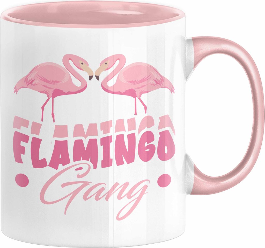 Flamingo Gang Tasse Geschenkidee Pinke Flamingos JGA (Rosa)