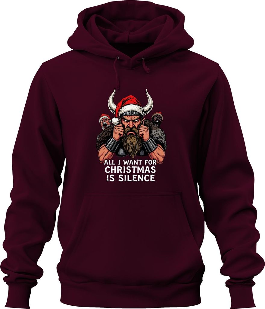 All I Want For Christmas Wikinger Bart Santa sarkastisch Geschenk Uni Hoodie Kapuzenpullover, Burgundy, L