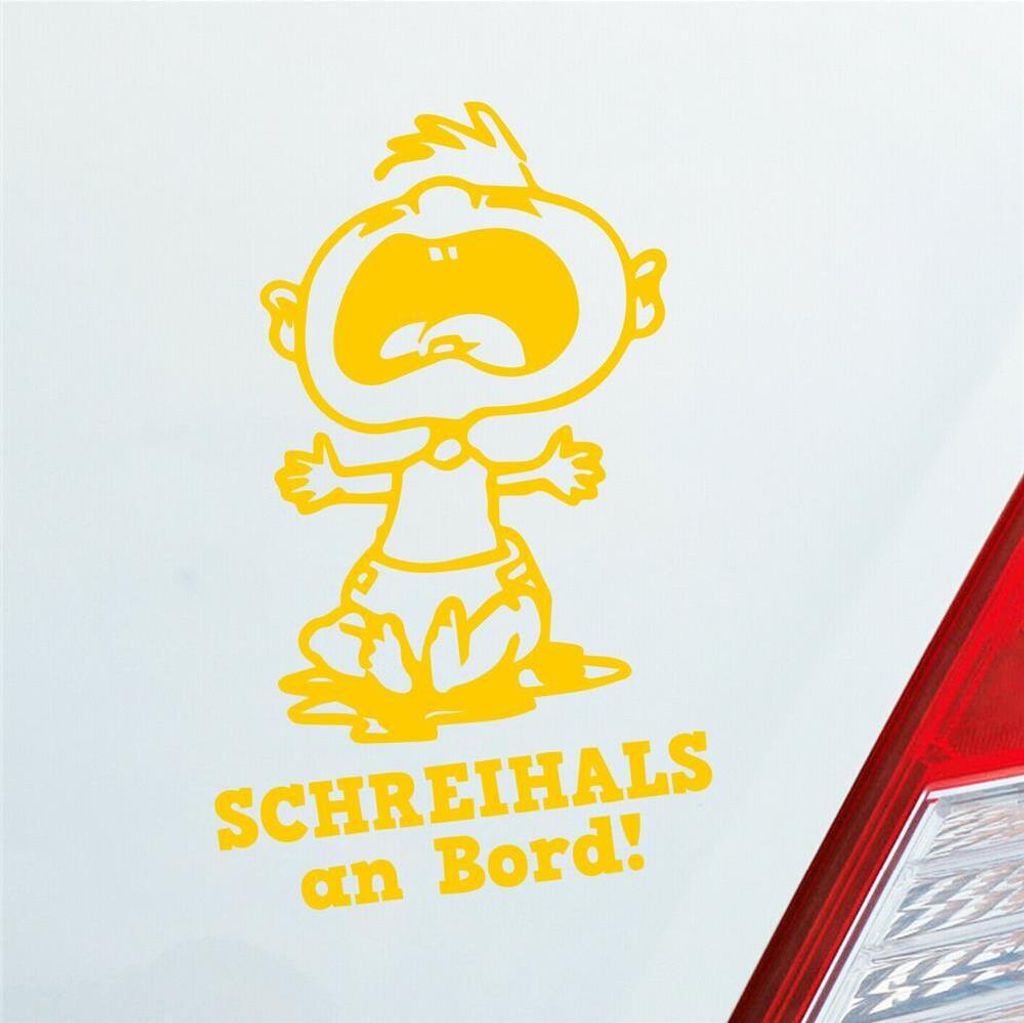 Auto Aufkleber Schreihals an Bord! Baby Kind Junge Mädchen 15x9 cm Gelb Sticker Heckscheibenaufkleber